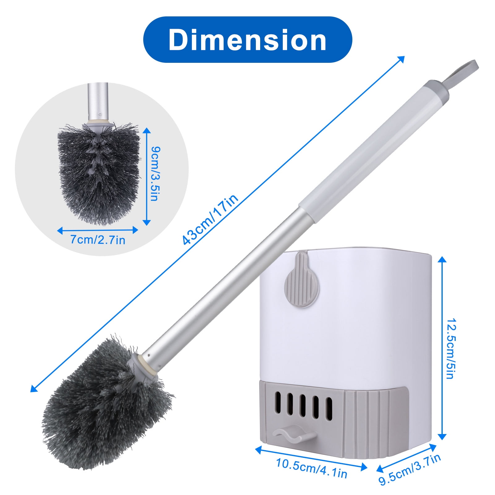 ITTAHO 16" Toilet Bowl Brush with Holder for Bathroom Cleaning, Anti-drip Wall-mounted Toilet Scrubber for RVs, White