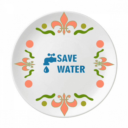 

Save Water Art Deco Fashion Flower Ceramics Plate Tableware Dinner Dish