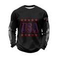 thumbnail image 2 of BUWTTED Tshirts Shirts for Men USA Flag Graphic Independence Day Knit Tee Casual Slim Fit Long Sleeve Crew Neck Black Shirt L, 2 of 3