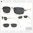 thumbnail image 2 of Narrow Rectangle Luxury Leopard Head Jewel Hinges Metal Rim Sunglasses Gold - Black, 2 of 8
