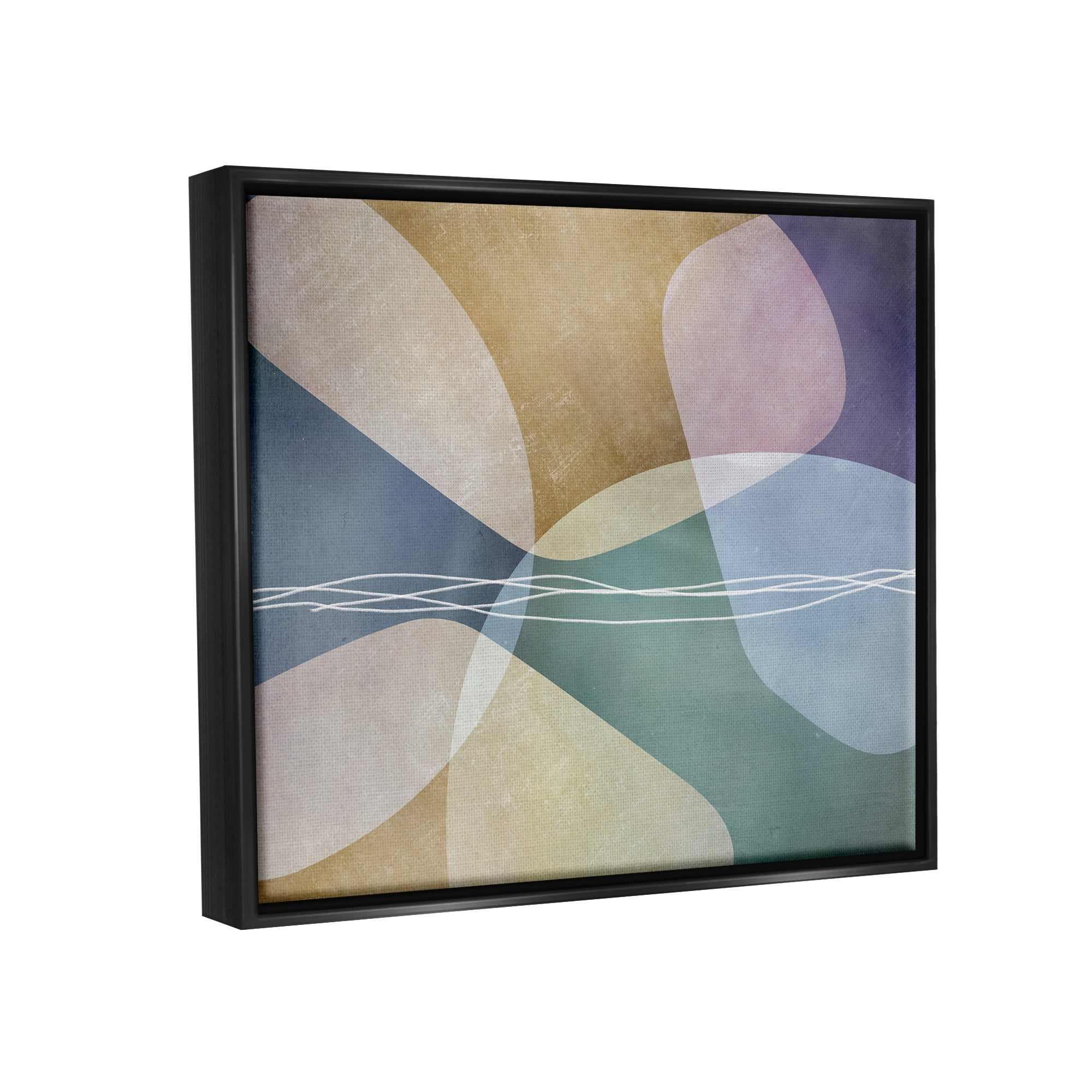 Stupell Industries Contemporary Layered Shapes Abstract Painting Black Floater Framed Art Print Wall Art, 31 x 25