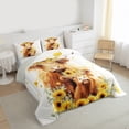 thumbnail image 4 of Manfei Rustic Highland Bull Full Size Comforter Sets for Kids, Vibrant Sunflower Bedding Comforter Set, Farmhouse Animal Reversible Bedding Sets, Ultra Soft Home Decor, 3pcs, 4 of 9