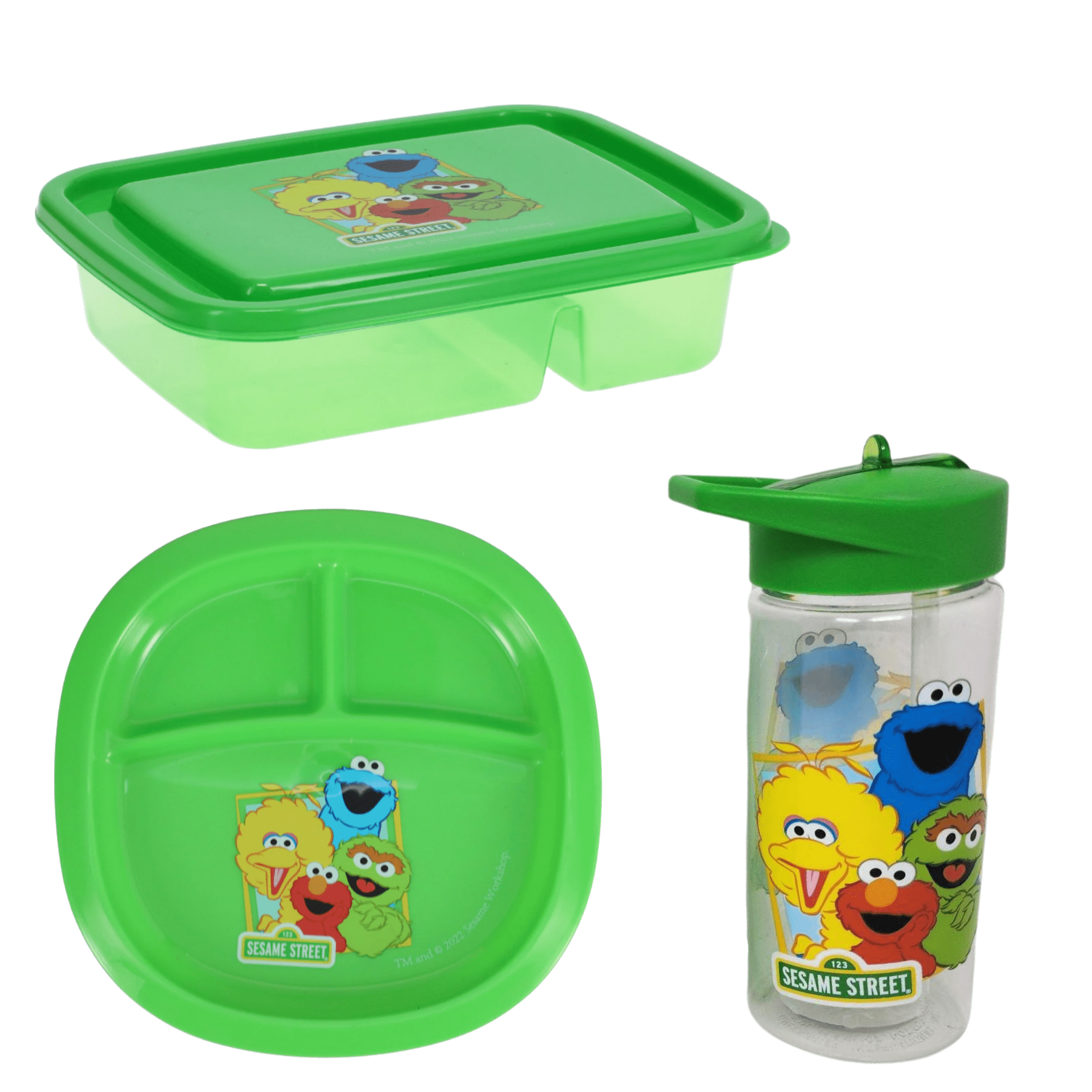 Sesame Street Cookie Monster Lunch Box Kit for Kids Blue Bento Box