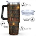 thumbnail image 3 of 40oz Vintage Books Shelf Stainless Steel Flip Straw Tumbler Spill Proof Travel Cup Double Wall Vacuum Insulated Coffee Mug with Handle, 3 of 6