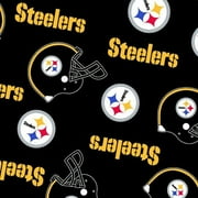 NFL Pittsburgh Steelers 58" 100% Polyester Fleece Sports Logo Fabric By the Yard, Black