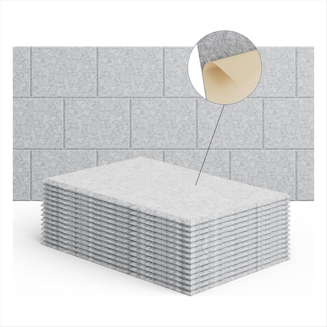 Paquete de 15 Paneles Acústicos de Pared de 12x8x4 Pulgadas, Panel Absorbente de Sonido Autoadhesivo, para Estudios de Grabación Gris Plateado