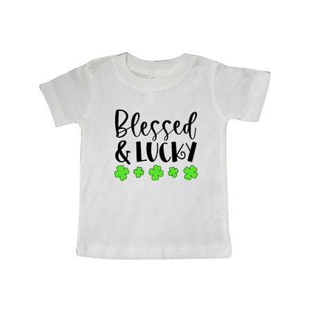 

Inktastic Blessed and Lucky 4 Leaf Clovers St. Patrick s Day Gift Baby Boy or Baby Girl T-Shirt