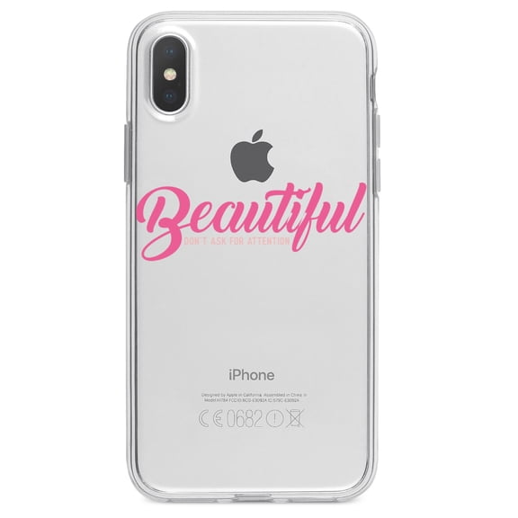 DistinctInk Clear Shockproof Hybrid Case for iPhone XS Max (6.5" Screen) - TPU Bumper Acrylic Back Tempered Glass Screen Protector - Beautiful Don't Ask for Attention
