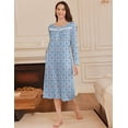 thumbnail image 2 of Ekouaer Long Sleeve Nightgowns for Women Long Sleepshirts Button Night Gowns Full Length Sleepwear with Pockets Flower Clusters, 2 of 6