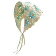 thumbnail image 4 of COM1950s Hand Crocheted Head Scarf for Women, Triangular Turban Hat with Flower Design, Cute Tie Hair Accessory for Daily Use and Outdoor Activities, Made From Soft Cotton and Linen Blend, 4 of 4