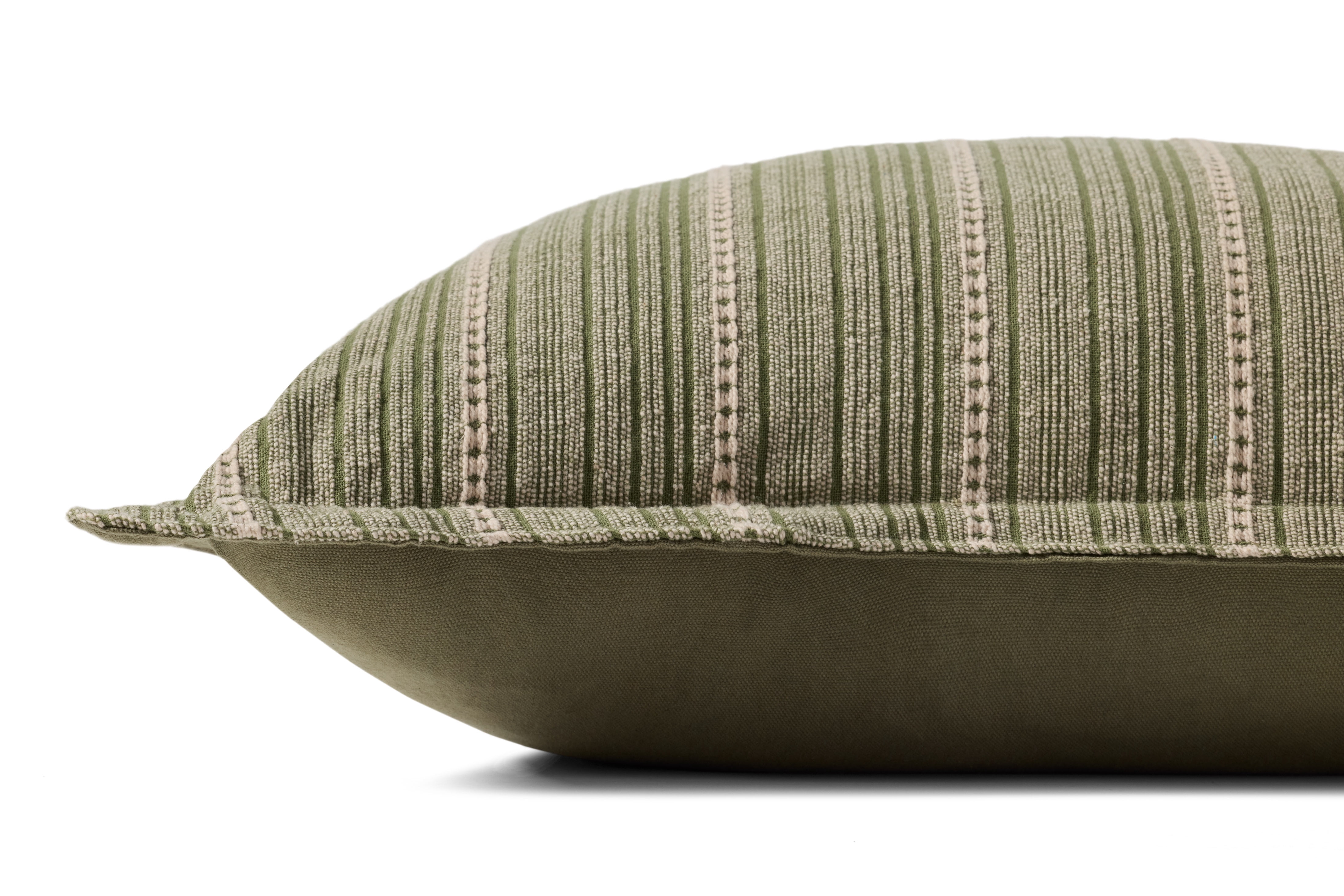 Chris Loves Julia x Loloi Howie Green / Natural 22'' x 22'' Decorative Pillow