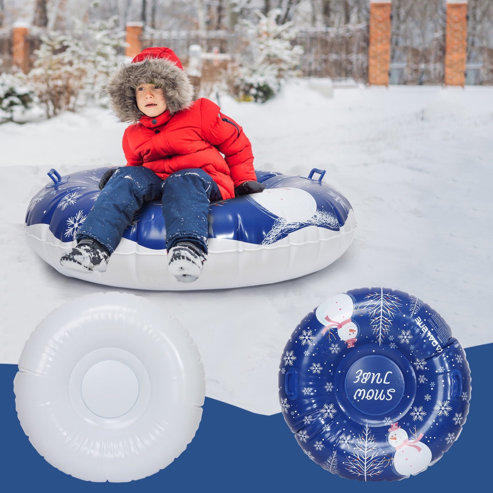 47 Inch Inflatable Snow Tube,Snow Tubes for Sledding Heavy Duty Inflatable Snow Tube for Adults Kids,0.6mm Thickening PVC Snow Sled with Higher Handles for Sledding 