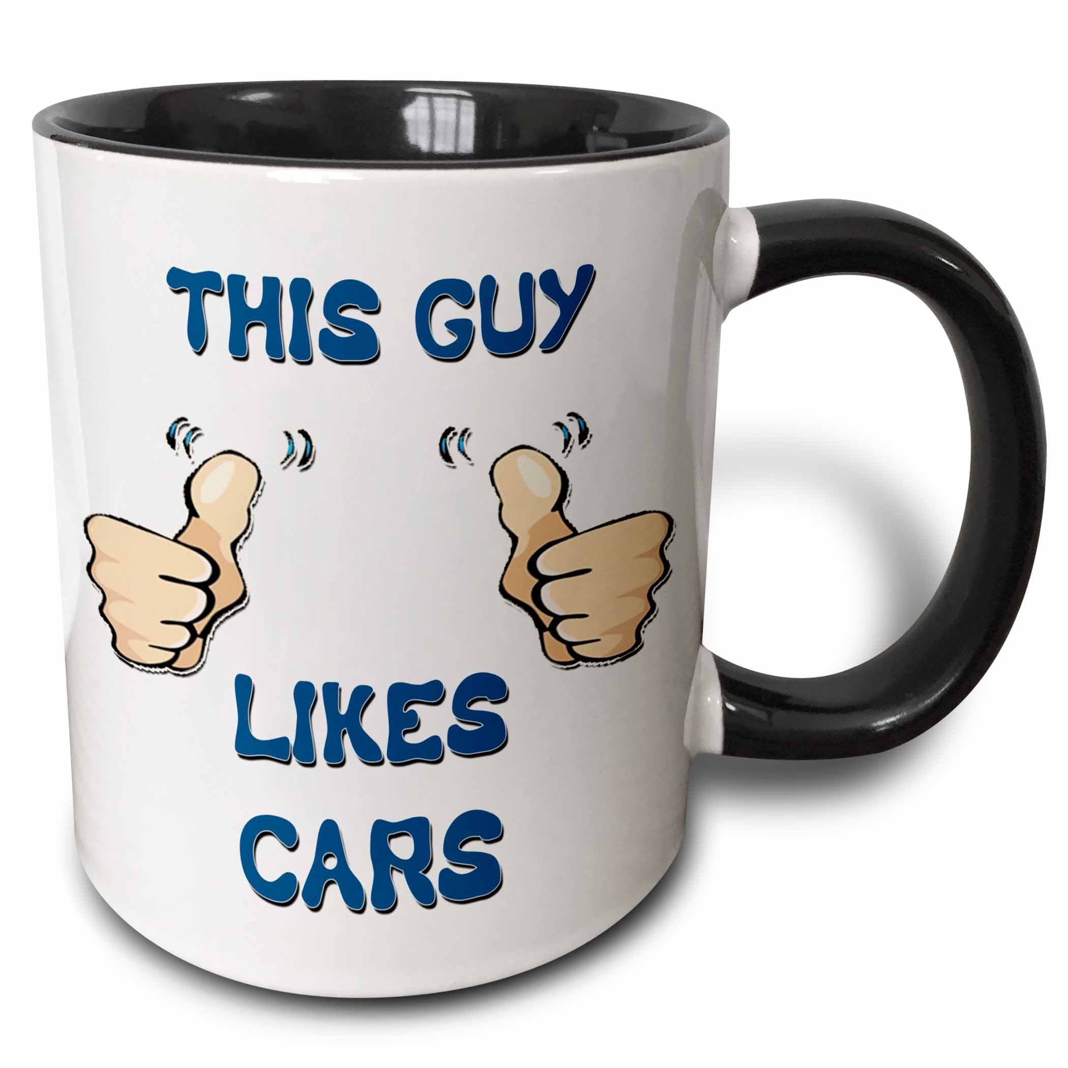 "3dRose This Guy Likes Cars Two Tone Black Mug, 11ounce"