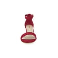 thumbnail image 6 of BLISSFUL STEP Women's Shoes Open Toe Mid Block Heel Ankle Strap Faux Suede Sandals Deep Red 10.5, 6 of 8