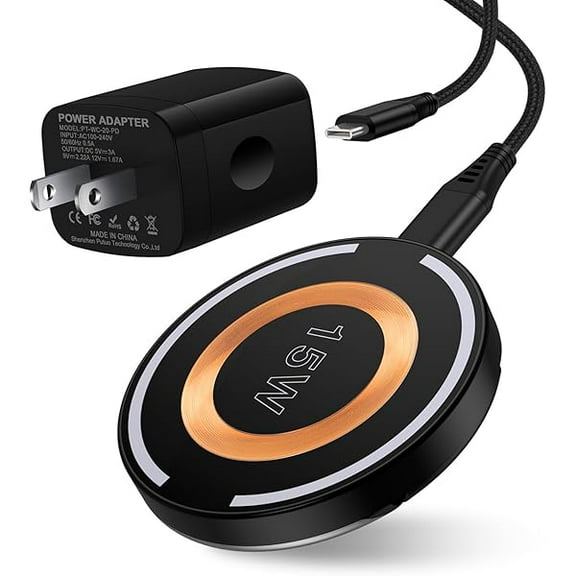 S24 Ultra Wireless Charger 15W Magnetic Fast Charging Pad for Samsung Galaxy S25 Plus/S24/S23/S22/S21/S20/Pixel 9/8a/8/7a/7,MagSafe Charger Stand with 20W Fast Charger Block for iPhone 16/15/14/13/12