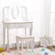 thumbnail image 1 of Para niños vanity con lighted mirror little girls' vanity mesa y stool con tri-fold mirror cajón y almacenamiento grid (para 3-9 years old girls blanca), 1 of 6