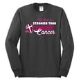 thumbnail image 2 of Wild Bobby My God is Stronger Than Breast Cancer Paint Splatter Cross Breast Cancer Awareness Men Long Sleeve Shirt, Charcoal, Large, 2 of 6