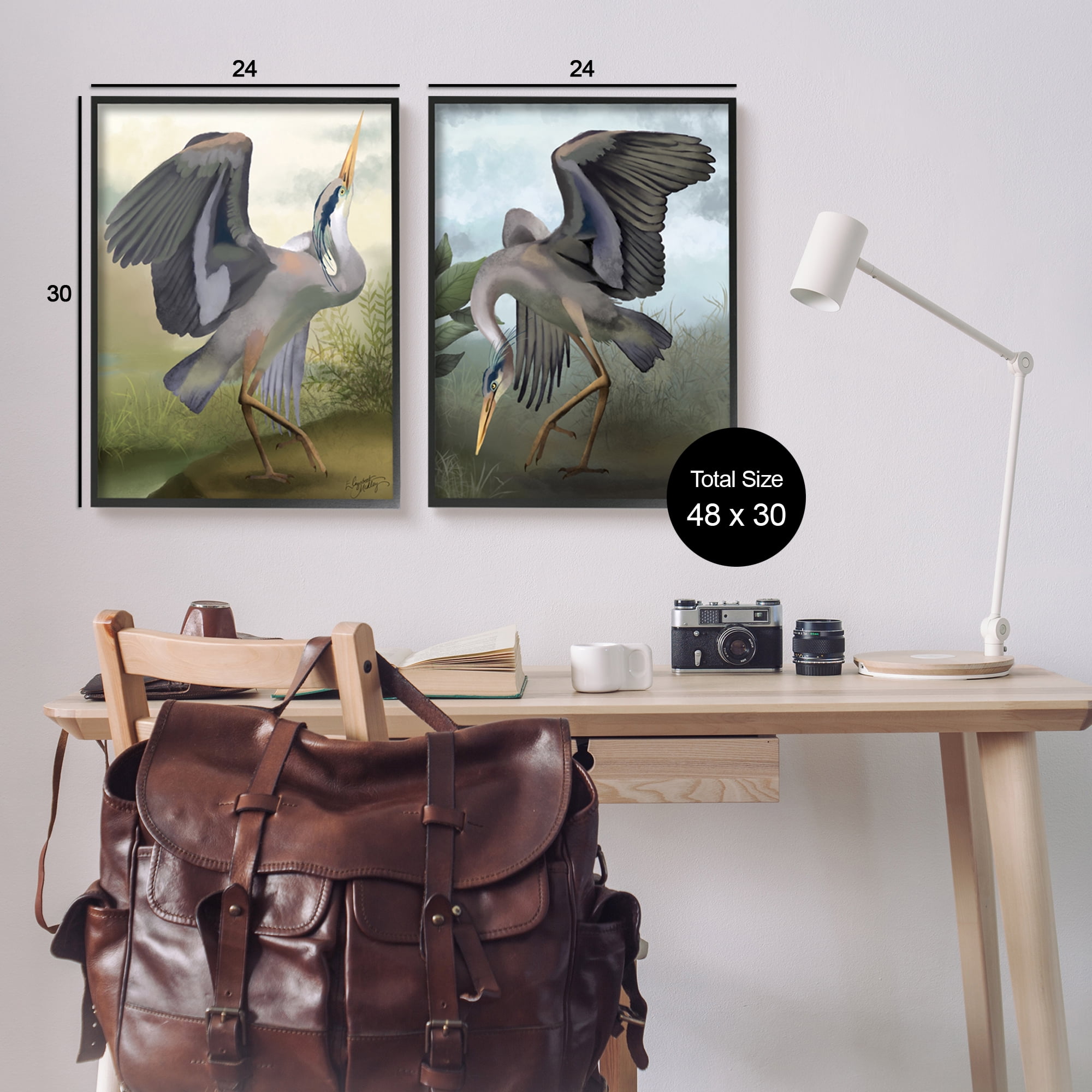 Stupell Industries Crane Dance Landscapes Animals & Insects Painting Black Framed Art Print Wall Art, 24 x 30