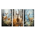 thumbnail image 2 of Designart "Deer beautyful Fawn Pastoral II" Animals Wall Art Set Of 3 - Brown Deer Canvas Set For Living Room Decor, 2 of 7