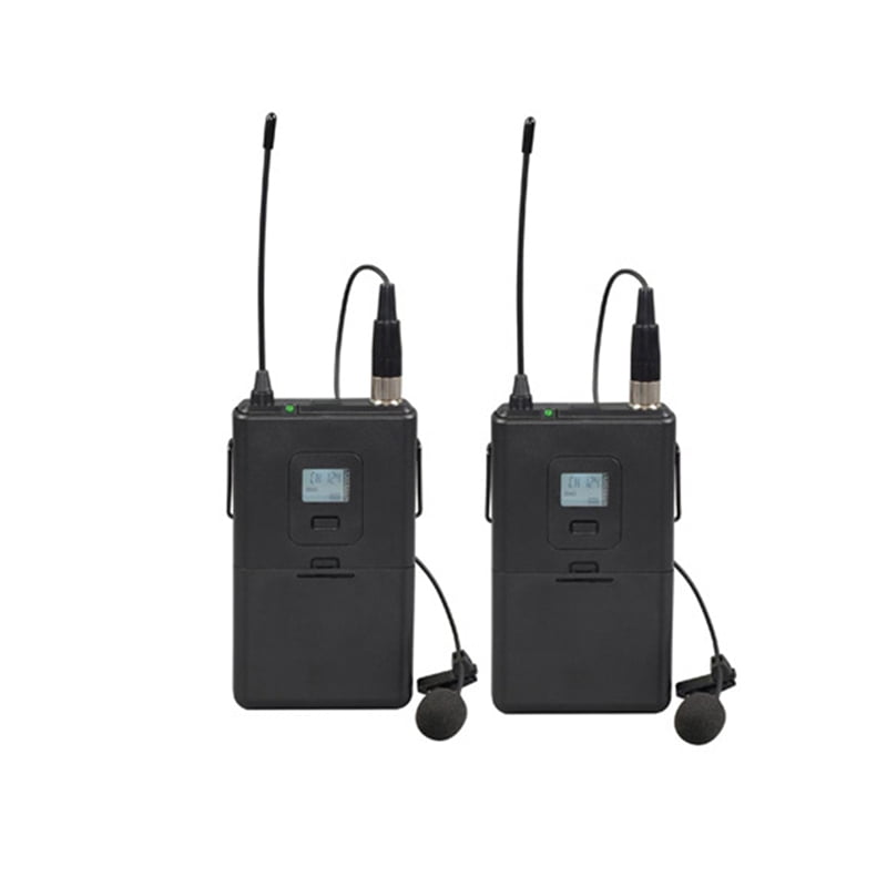 Professional Dynamic Lavalier Microphone with Receiver One-to-Two Mic Stage Singing KTV Audio Karaoke System US Plug
