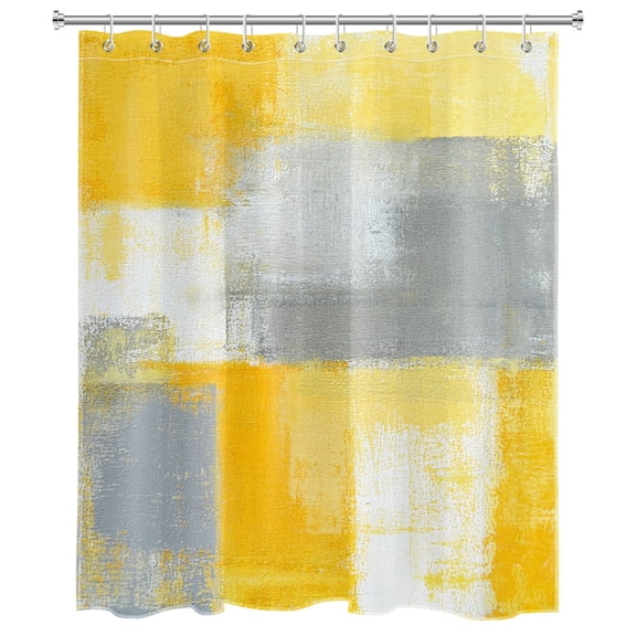 Yellow Shower Curtain Modern Grey Abstract Checkered Bathroom Shower Curtain Funny Art Shower Curtain Home Decor Waterproof Durable Shower Curtain Accessories with 10 Hooks 60x72 Inches