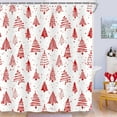 thumbnail image 3 of Christmas Shower Curtain, Red White Xmas Tree Bathroom Shower Curtain Sets, Cute New Year Holiday Decor Polyester Fabric Bathroom Accessory Sets with 12 Hooks 72x72 inch, 3 of 6