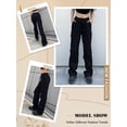 thumbnail image 5 of Xuanfei Women Cargo Pants With Pockets Adjustable Drawstring Elastic Waist Straight Leg Pants, 5 of 5