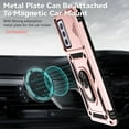 thumbnail image 6 of Heavy Duty Armor Case for Samsung Galaxy A52 5G, Rugged PC Soft TPU Military Grade Shockproof Metal Magnetic Car Mount Shockproof Cover with Camera Lens Sliding Ring Holder Bracket Case,Rosegold, 6 of 8