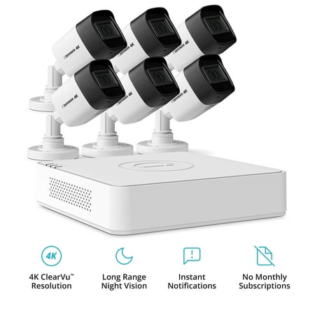 Defender 4k Ultra Wired Security Camera System. Indoor & Outdoor Security Cameras Night Vision Mobile Viewing Motion Detection for Home and Business (6 Cameras)