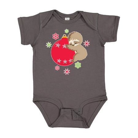 

Inktastic Cute Christmas Baby Sloth on Red Ornament with Snowflakes Gift Baby Boy or Baby Girl Bodysuit