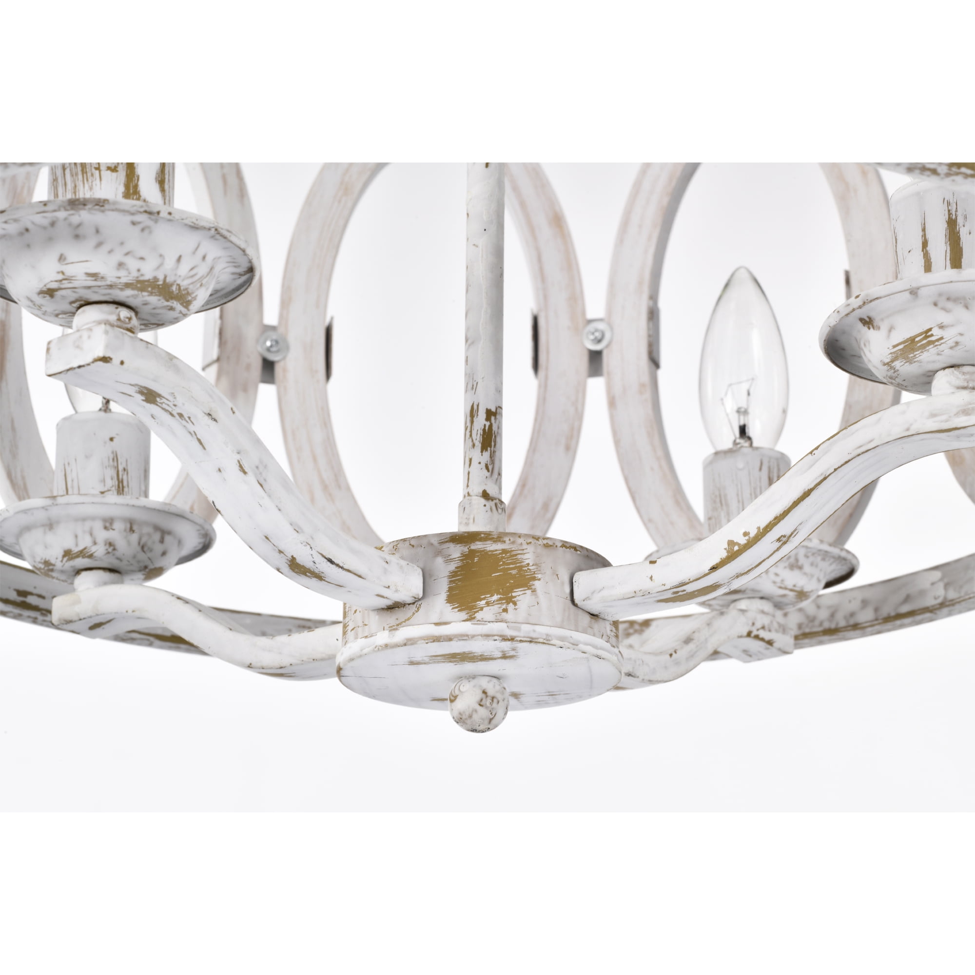 Warehouse of Tiffany Moonring Distressed White 18 Inch Farmhouse Style Pendant Ceiling Lighted Chandelier
