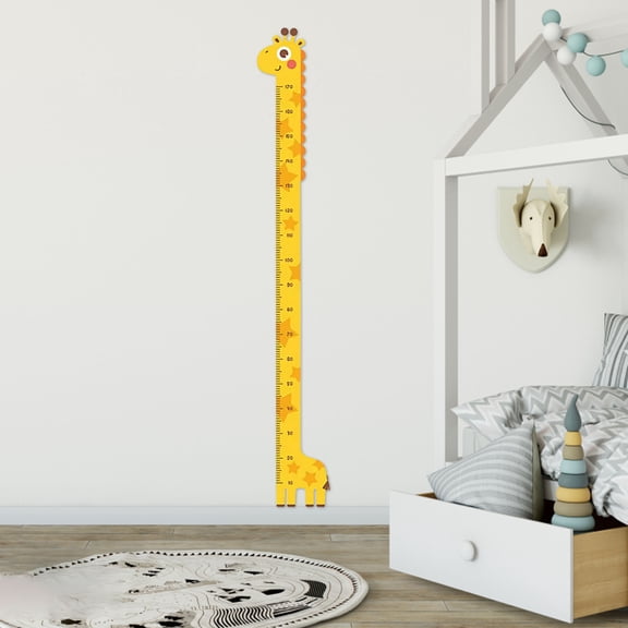 Giraffe Yellow Cute Wall Decal Removable Growth Chart Sticker Hieght Measure Wallpaper for Kids Room Bedroom