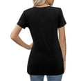thumbnail image 5 of Fancyglim Womens Tees Summer Scoop Neck Longline Split T Shirts Tops Black S, 5 of 6