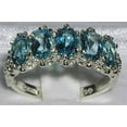 thumbnail image 2 of LBG British Made 10k White Gold Natural Blue Topaz Womens Eternity Ring - 33 size options - Size 8, 2 of 6