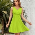thumbnail image 7 of Solid Color Bright Green Sleeveless Dress Women Summer Evening Dresses Ladies Sundress, 7 of 7