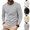 thumbnail image 1 of Fanxing Waffle Tops Mens Crewneck Long Sleeve Pullover Trendy Color Block Graphic Tees Button V-Collar Pullovers Gray S, 1 of 8