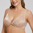 thumbnail image 4 of MELENECA Women's Plus Size Front Closure No Padding Full Coverage Lace Underwire Bra Beige 46F, 4 of 6