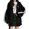 thumbnail image 1 of Gibobby Sudadera oversize mujer, Sudadera con capucha para mujer, con cierre completa, entallada, con capucha, ligera, elástica, activa(Negro,CH), 1 of 4