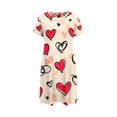 thumbnail image 3 of RANJIE Women's Valentine's Day Nightgown Heart Print Short Sleeve Sleep Shirt Dress Sleepwear, Beige XL, 3 of 4