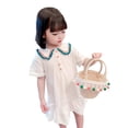 thumbnail image 4 of Summer Hiking Girls Dress Event Turndown Collar Short Sleeve Breathable Casual Style Simple Design Pleated Dresses White 120cm, 4 of 8