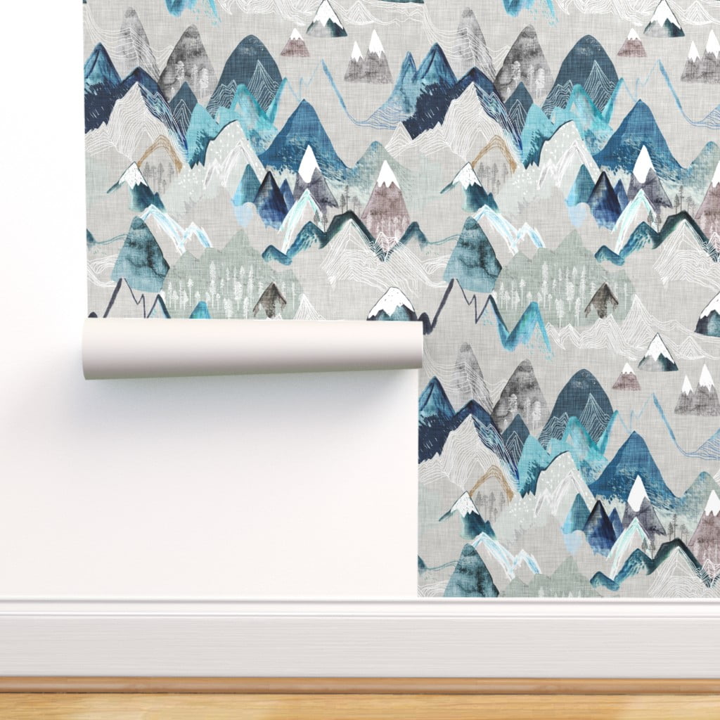 Removable Water-Activated Wallpaper Mountain Wilderness Hiking Adventure Awaits