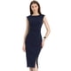 thumbnail image 1 of Vestido tubo de trabajo con cuello redondo para mujer, ajustado, sin mangas, vestidos de lápiz Azul marino S, 1 of 6
