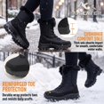 thumbnail image 6 of Sosenfer Snow Boots for Women Waterproof Winter Boots Fur Lined Warm Lace Up Black Winter Shoes Womens Hiking Work Boots for Snow, Outdoor & Daily Wear Size 5.5, 6 of 9