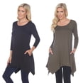 thumbnail image 1 of White Mark Haut Tunique pour Femmes, Lot de 2, Makayla Noir à Manches 3/4, 1 of 2