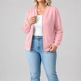 thumbnail image 2 of Women's Fleece Full Zip Sweatshirt Jackest - Long Sleeve Zipper No Hood Coat Outerwear - Fall Fashion Versatile Jackets with Pockets, 2 of 9
