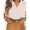 thumbnail image 6 of TODOZO Women's Striped Button Down Shirts Casual Long Sleeve Boyfriend Loose Collared Blouses Tops Button Down Shirts Striped Classic Long Sleeve Collared Office Work Blouses Tops with Pocket, 6 of 9