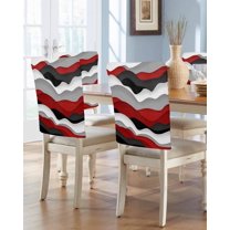 nqOlkjepod Red Black Ombre Chair Covers Set of 6, Decorative Chair Back Cover, Modern Geometric Moire Abstract Art Dining Room Chair Slipcovers Removable Chair Protectors Covers for Party Banquet