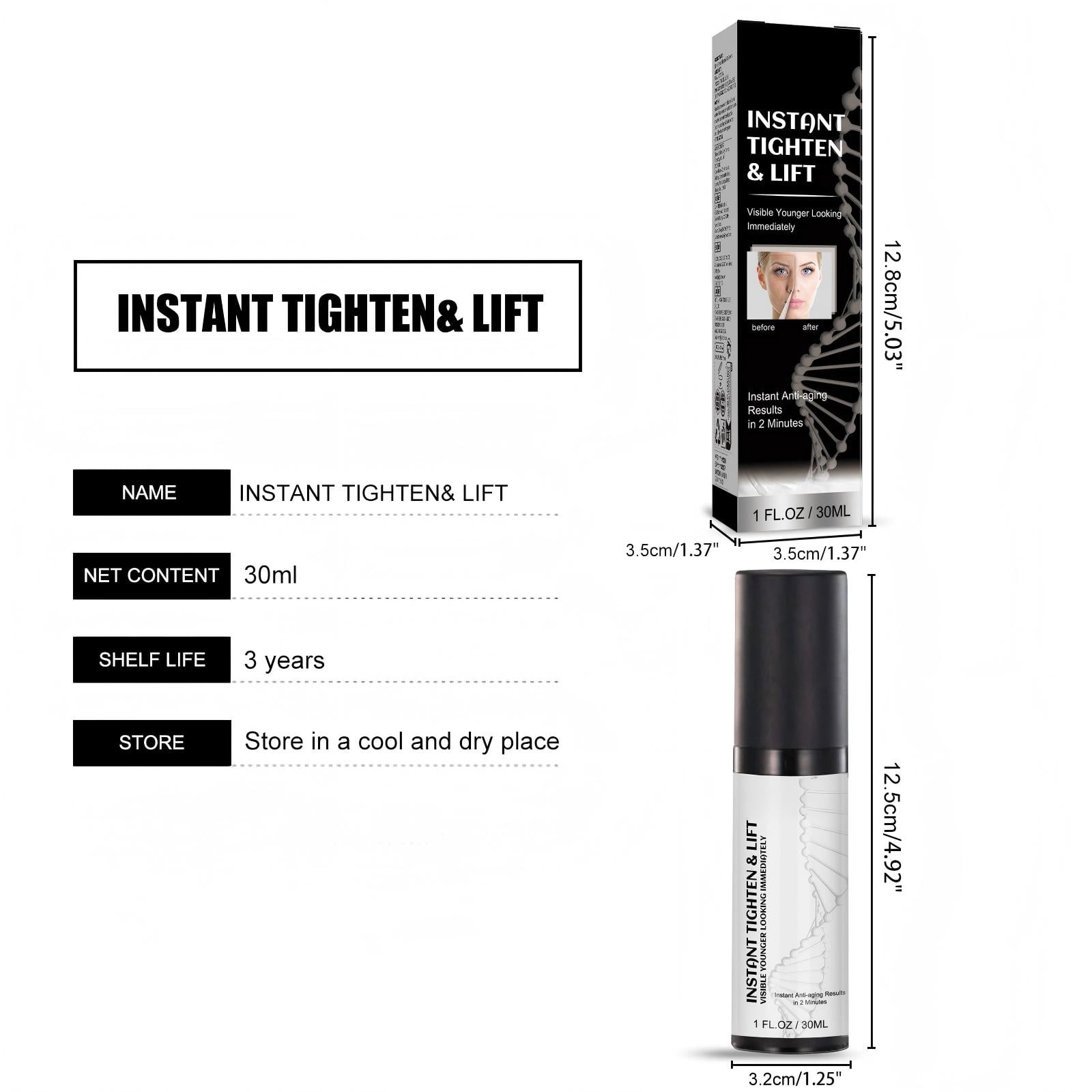 Alvantor Instant Tighten Lift Face Serum with Hyaluronic Acid & Vitamin C, 1 fl oz