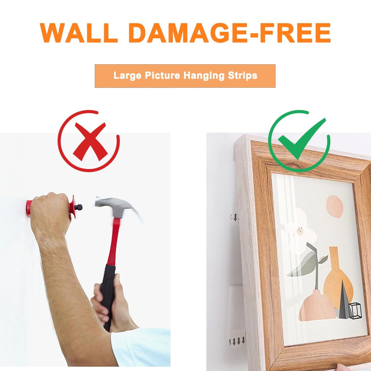 3M Adhesive Hook and Loop Strips Heavy Duty, 24-Pairs(48 Strips) Double-Sided Sticky Picture Hanging Kit, Picture Hangers for Walls, Picture Hanging Hooks Without Nail, Removable Damage Free
