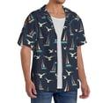 thumbnail image 2 of Balery Sailboat And Seagull Men's Casual Button Down Shirt Short Sleeve Textured Summer Cuban Beach Shirts-4X-Large, 2 of 7
